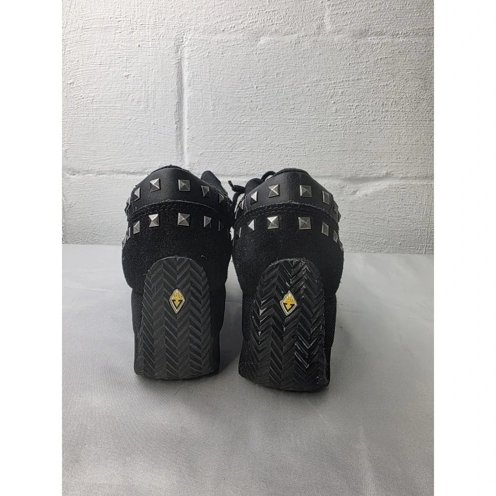 Volatile Expulsion Y2K Shoes Women's 7.5 Black Suede Studded Platform Sneakers‎